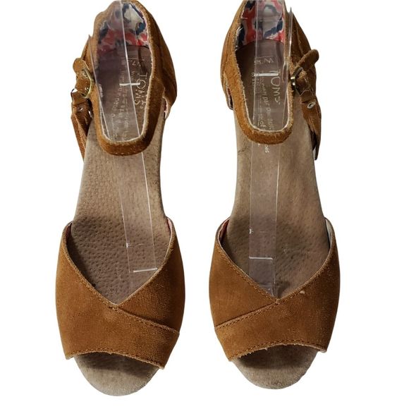 1 Day SALE Tom's Suede platform wedge tassel ankle strap - Picture 5 of 11